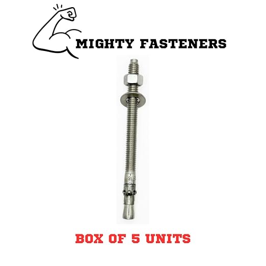 Premium 316 Stainless Steel Wedge Anchor, 3/8"-16 X 6 – Heavy Duty Corrosion Resistant Fastener for Concrete and Masonry Applications 5 Pack