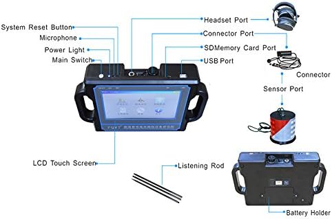 PQWT CL500 Water Leak Detectors for Home and Outside Wall Water Pipe Detector Acoustic Pipeline Leakage Detection Kit Professional Sensor Noise Reduce Headphone LCD Touchscreen Carry Case 5 Meters