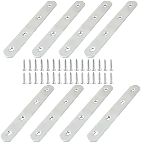 8 Pack 5 Inch Stainless Steel Flat Plate Straight Bracket