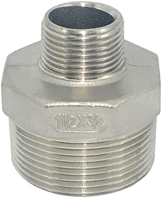 1-1/2" x 3/4" Male Threaded Reducing Nipple Fitting/Adapter,Stainless Steel SS304 NPT Pipe Hex Reducer