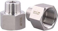 Forged Reducer Adapter Fitting - Stainless Steel 304 Reducing Pipe Connector, 1" NPT Female x 3/4" NPT Male (pack of 2)