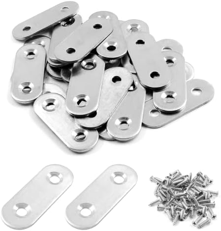 Jiozermi 24 Pcs Straight Brace, 1.6" x 0.6", Stainless Steel Silver