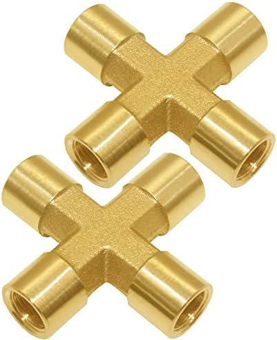 Joywayus 2PCS Brass 1/8" NPT Female 4-Way Pipe Fitting Adapter