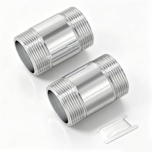 TAISHER 2Pcs 304 SS Nipple Cast Pipe Fitting, 1" BSP Male, 2" Length