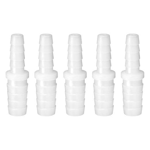 Quickun Plastic Hose Barb Reducer Fitting 3/8" to 1/4" Barbed Reducing Union Adapter Splicer Mender Joint Fitting (Pack of 5)