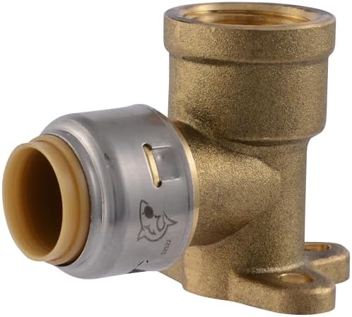 SharkBite Max 3/4 Inch x 3/4 Inch Drop Ear Elbow, FNPT, Push to Connect Brass Plumbing Fitting, PEX Pipe, Copper, CPVC, PE-RT, HDPE, UR340A