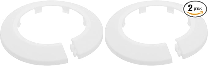 uxcell Escutcheon Plate, 2Pcs 63mm - Fit 2.37" Outer Diameter Split Pipe Flange Water Pipe Cover Collar Decoration, PP Plastic Plumbing Cover Plates (White)
