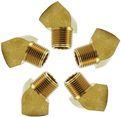 Brass Pipe Fitting, 45 Degree Barstock Street Elbow, 3/4" NPT Male x 3/4" NPT Female (Pack of 5)