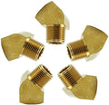 Brass Pipe Fitting, 45 Degree Barstock Street Elbow, 3/4" NPT Male x 3/4" NPT Female (Pack of 5)