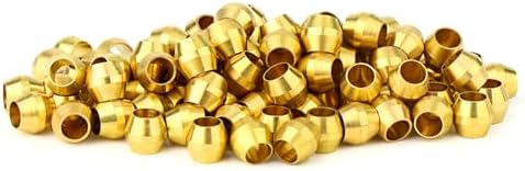 GASHER 100PCS Brass Compression Fitting, Brass Compression Sleeve Ferrules 1/8" Tube OD