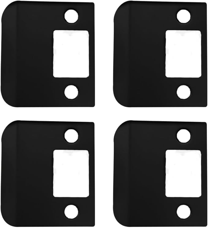 QCAA Solid Brass Extended Lip Strike, 2''X2-1/4", Matte Black, 4 Pack, Made in Taiwan