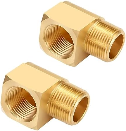 2 PCS Brass Pipe Fitting 90 Degree Elbow 1/2" NPT Male x 1/2" NPT Female