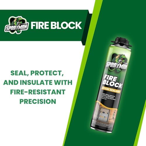 Sprayman Orange Fire Stop Expanding Spray Foam - (1x20oz) Professional Gun Use Polyurethane Spray for Electrical Outlets & Water Pipes, B2 Fire Rated Foam - Gun Included - 1 Pack