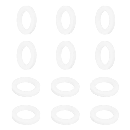 MECCANIXITY PTFE Flat Washers, 12Pack 25mm OD 16mm ID 3mm Thick Sealing Spacer Gasket Ring for Faucet Pipe Hose Bolt Machinery, White