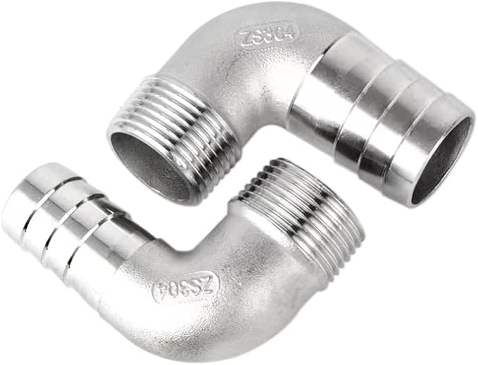 Stainless Steel Elbow 3/4" Hose Barb x1/2" NPT Male 90 Degree Home Brew Pipe Fitting