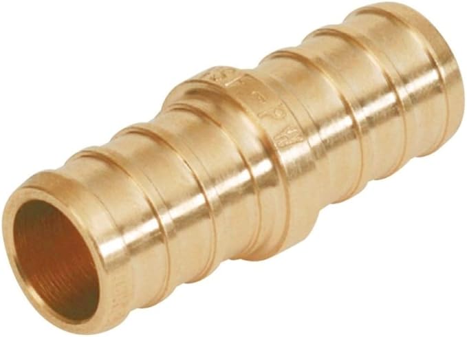 VENTRAL PEX Fittings, 25 Pex Fittings 1/2 Inch Straight Coupling Barbed Connector Crimp Brass for Pipe Tubing, No Lead