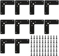 Flat L Brackets, 10pcs Flat L Right Angle Brackets, Black Flat Mending Plates, Corner Brackets Flat Repair Plate Corner Braces, Corner Stealth Speed Brace Brackets, 4"×4"×1¼", Load 33 Lbs (L Type)