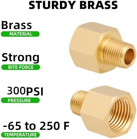 Brass Pipe Fitting,1/8 Inch NPT Male to 1/4 Inch NPT Female Brass Pipe Hose Tube Fitting 1/8'' Male NPT to 1/4'' Female NPT Reducer Adapter 5pcs (1/8 npt male x 1/4 npt female)