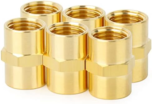 ChillWaves Brass Pipe Fitting, Hex Coupling 1/2" NPT Female x 1/2" NPT Female Thread Adapter(6-PACK)