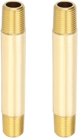 PATIKIL 1/8" x 1/8" NPT Male Brass Pipe Fitting Long Nipple, 2Pcs 3" Long Straight Pipe Fitting Connector Extender for Fuel, Air, Water, Oil, Gas System Connection, 1200PSI