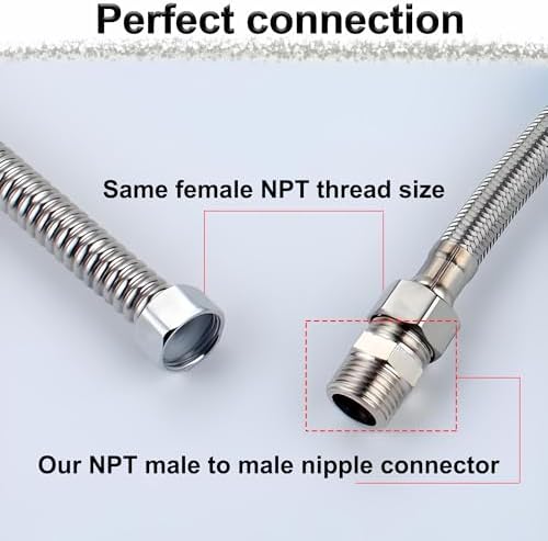 1" NPT Male Hex Nipple Pipe Fittings, 304 Stainless Steel 1 inch Threaded Pipe Adapter Fittings Equal Nipples Connectors, 4pcs Male Straight Connector Pipe Fitting