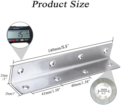30PCS L Brackets 5.5X1X1IN 304 Stainless Steel Corner Braces