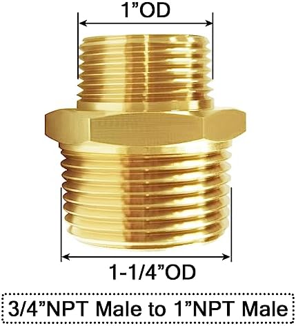 Joywayus 1 Pack Brass 1" NPT Male to 3/4" NPT Male Pipe Fitting Adapter