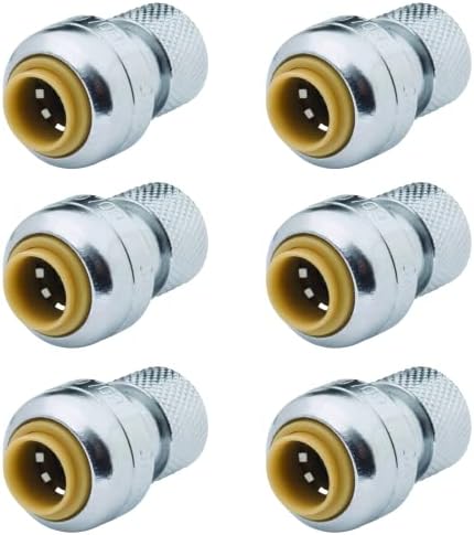 SharkBite 1/4 Inch (3/8 Inch OD) x 3/8 Inch Compression Stop Valve Connector, Pack of 6, Push to Connect Brass Plumbing Fitting, PEX Pipe, Copper, CPVC, PE-RT, HDPE, U3523LF