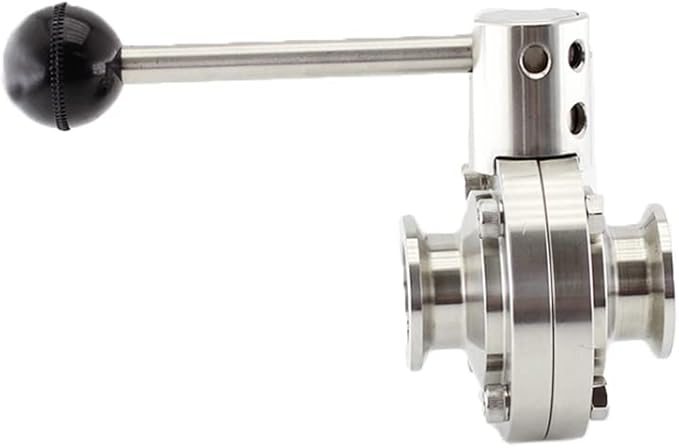 SHERICH KF50 Vacuum Butterfly Valve, Stainless Steel 304 Three-clamp Butterfly Valve with Handle and Silicone (KF50)