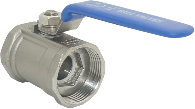 VARMHUS 1-1/4" Stainless Steel 304 Ball Valve 1Pc Type NPT Female Threaded with Heavy Duty Blue Vinyl Insulation Handle,CF8M Ristricted Flow,1000 WOG (1-1/4")