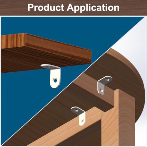 20 Pcs White L Bracket 1 Inch Stainless Steel Corner Braces, 25x25MM 90 Degree Right Angle Joint Brackets for DIY Wood, Furniture, Frame, with Screws