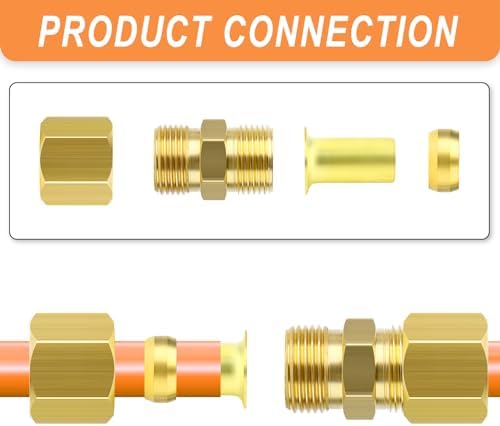 GASHER 60PCS Brass Compression Fitting Kit,Sleeve Ferrules&Insert Tube Support&Ferrule head,1/2" Tube OD