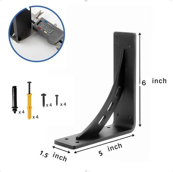 6 inch x 5 inch Heavy Duty Bracket,Granite Countertop Support Brackets, Heavy Duty Shelf Brackets , Max Load 1100 Lbs ,Mantel Brackets (Set of 2) - (6" x 5")