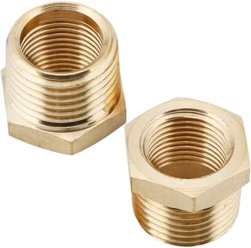 2PCS 1/2" x 1/4" Brass Reducer Hex Bushing by CX WONDERLAND