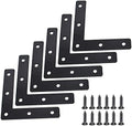20 Pcs Black Flat Corner Brace Brackets,80mmx80mm Metal Right Angle Corner Brace L Shaped Brackets,Mending Plate Bracket with Screws