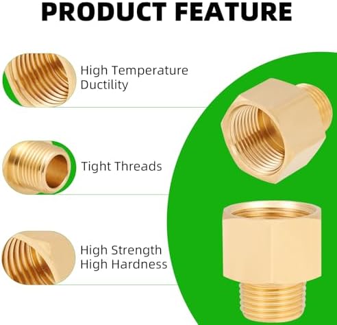 Brass Pipe Fitting,1/2 Inch NPT Male to 3/4 Inch NPT Female Brass Pipe Hose Tube Fitting 1/2'' Male NPT to 3/4'' Female NPT Reducer Adapter 5pcs (1/2 npt male x 3/4 npt female)