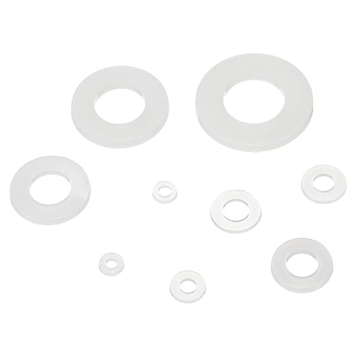 uxcell 765pcs Rubber Flat Washer Gasket Assortment M2-M12, Bolts Spacers 9 Sizes Washers Flat Gasket for Faucet or Plumbing White