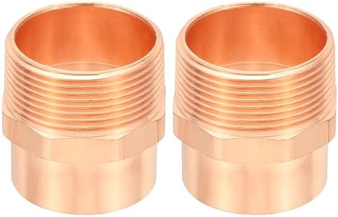 PATIKIL 1-1/2" Male Adapter Fitting with C x m Connections, 2 Pcs Copper Pipe Fittings with Sweat Solder x FNPT Connection Threaded Tubing Connector for Residential, Commercial