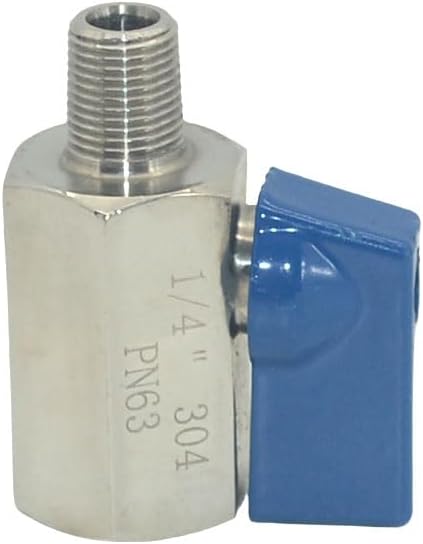2 Pack Mini Ball Valve, Stainless Steel Female x Male NPT Thread Shut-Off Valve (1/4")