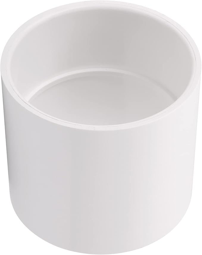 4" PVC Pipe Coupling Adapter Pipe Fittings (Socket x Socket) Contractor Pack Schedule 40 Heavy Duty 4 Inch PVC Slip Socket Connectors for DIY PVC Shelf Garden Support Structure, White
