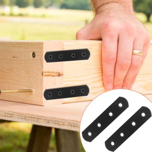 Jiozermi 8 Pcs Straight Brace, 3.9" x 0.8", Stainless Steel,Black