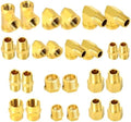 GASHER 26PCS Brass Pipe Fitting Kit, Hex Bushing, Reducer Adapter, Hex Nipple, 90 Degree Barstock Street Elbow