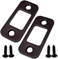 QCAA Solid Brass Deadbolt Strike Plate, Door Backplate, Round Corner, 1" x2-1/4", Oil-Rubbed Bronze(US10B), 2 Pack, Made in Taiwan