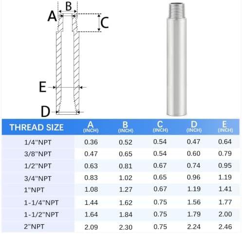 ChillWaves 304 Stainless Steel Pipe Fitting, Nipple Cast Pipe 1" NPT Male x 1" NPT Female Thread 4" Length(100MM)(1-PACK)