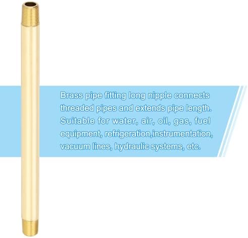 PATIKIL 1/8" x 1/8" NPT Male Brass Pipe Fitting Long Nipple, 10Pcs 6" Long Straight Pipe Fitting Connector Extender for Fuel, Air, Water, Oil, Gas System Connection, 1200PSI