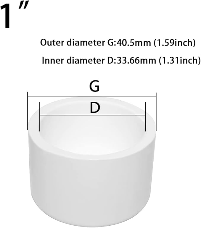 1Inch PVC Pipe End Cap Fitting, Furniture Grade, White, Socket, Pack of 8