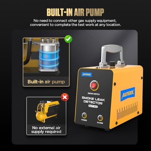 AUTOOL Automotive Smoke Machine Lead Detector DC 12V EVAP Vacuum Diagnostic Tester with Built-in Air Pump for Pipe System