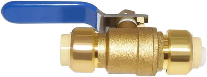 Hooshing 2PCS 1/2 Inch Push-Fit Full Port Ball Valve Shut Off Water Valve Push-to-Connect, PEX, Copper, CPVC, PE-RT, Soild Brass, Blue