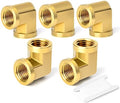 TAISHER 5pcs 90 Degree Barstock Street Elbow, 1/4 Inch NPT Female Pipe to 1/4 Inch NPT Female Brass Pipe Fitting