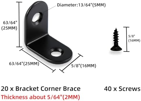 20 Pack 1 Inch Small L Brackets for Wood - Perfect 90° Angle Tiny Bracket